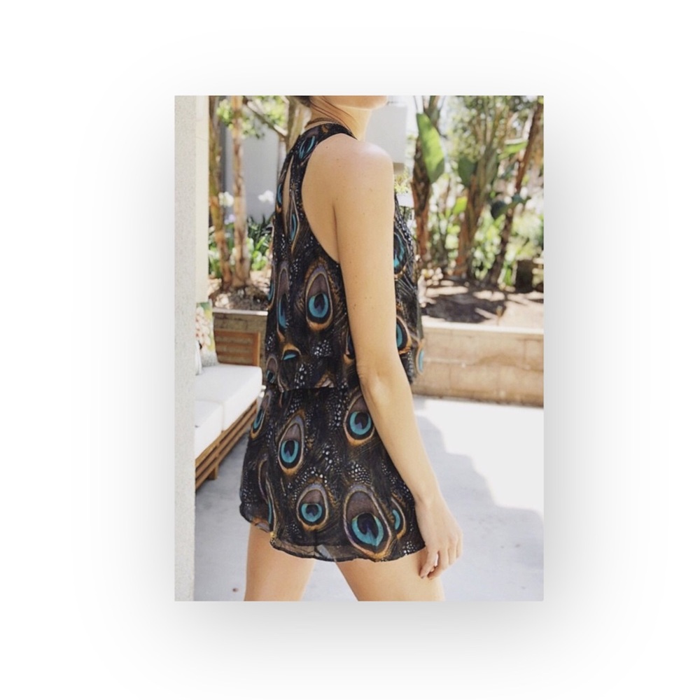 new SMYM Show Me Your Mumu ༅ Peacock Feather Print Chiffon Sawyer Shorts ༅ Med ༅ - Picture 14 of 16